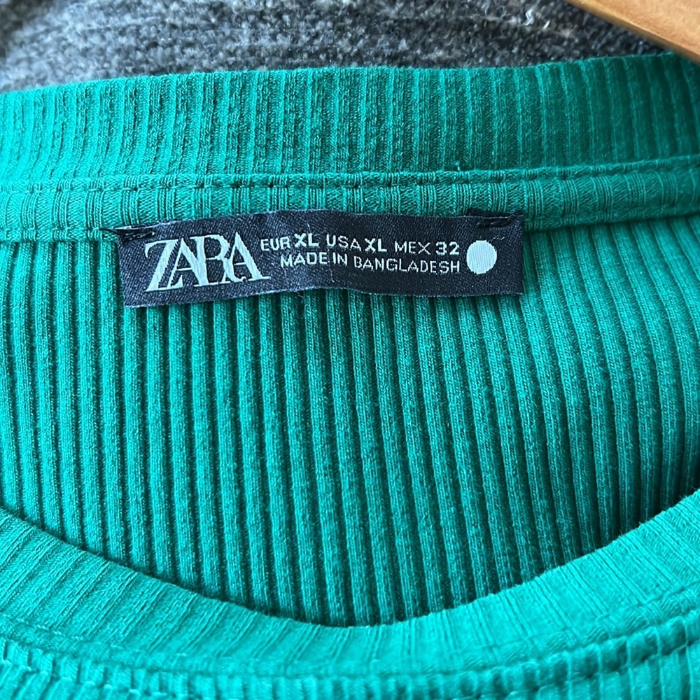 ZARA Green Dress with side Ruching XL - Picture 7 of 11